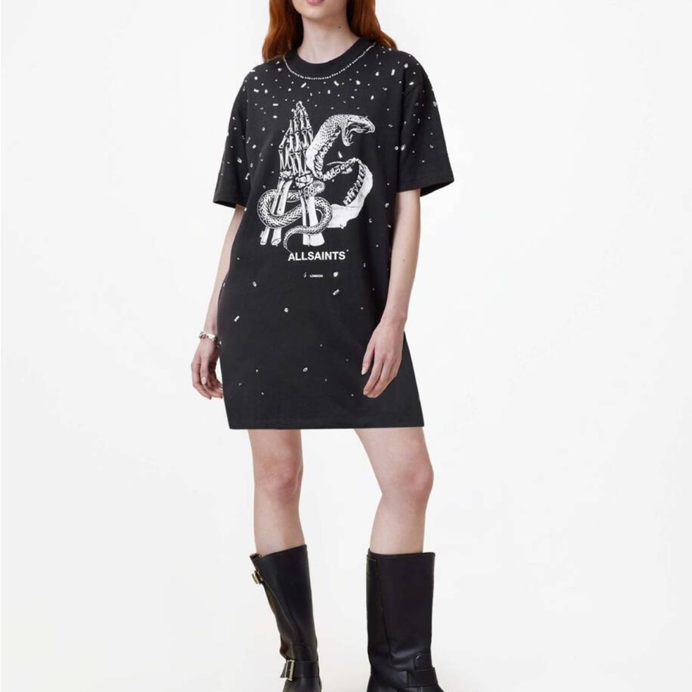 AllSaints Black Dress with Snake Design